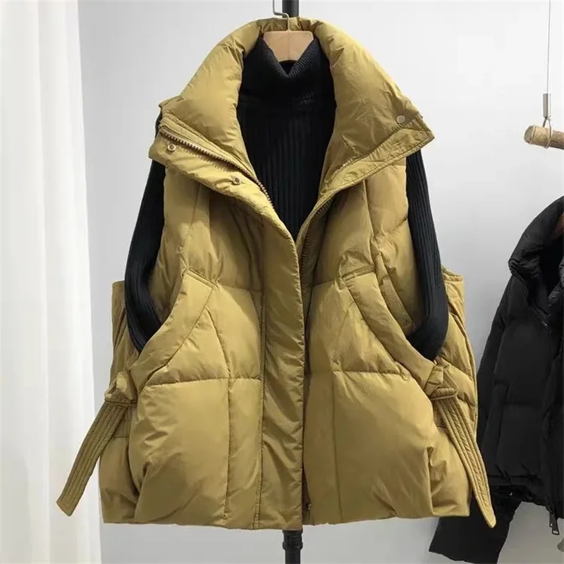 

2024 Autumn Winter Duck Down Coat Women Vest Loose Zipper Sleeveless Puffer Jacket Warm Waistcoat Female Outwear Chaleco Mujer