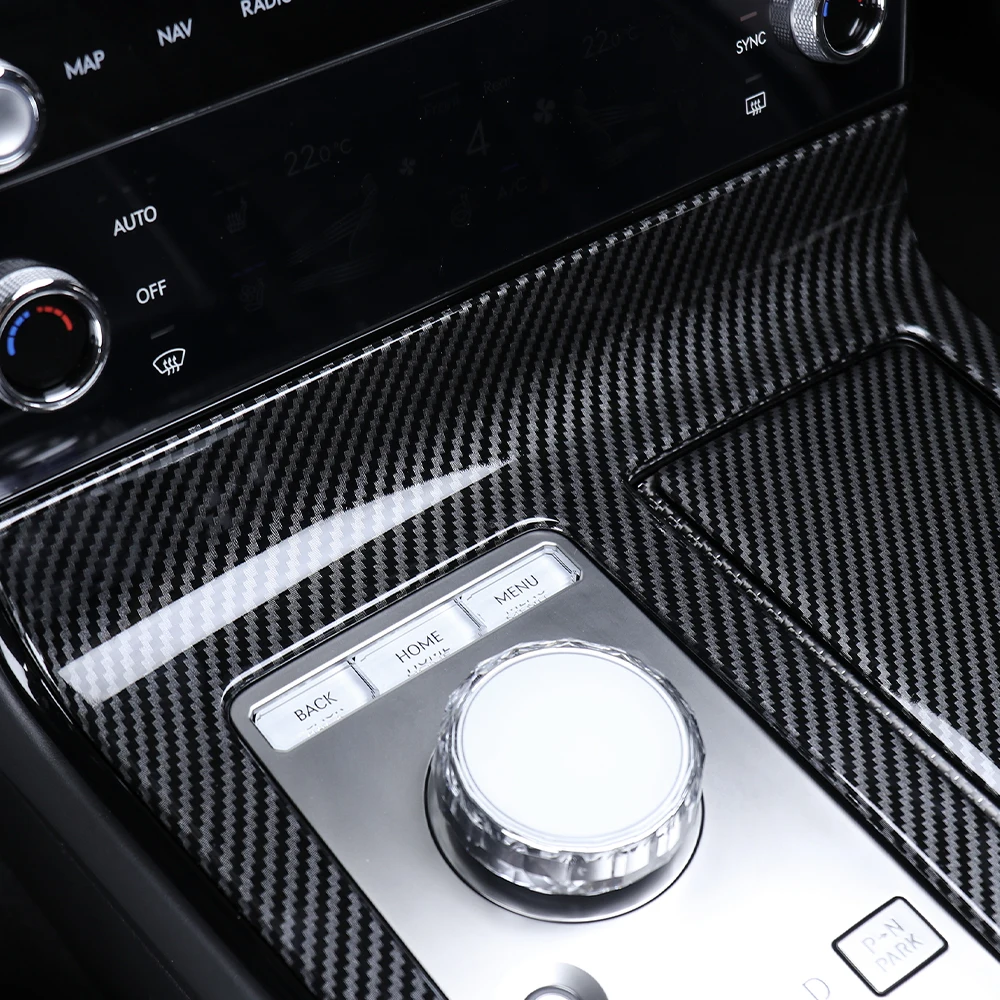 ألياف الكربون شريط وحدة التحكم المركزية لوحة ملصق والعتاد التحول غطاء ل Genesis G80 2025 اكسسوارات LHD #3