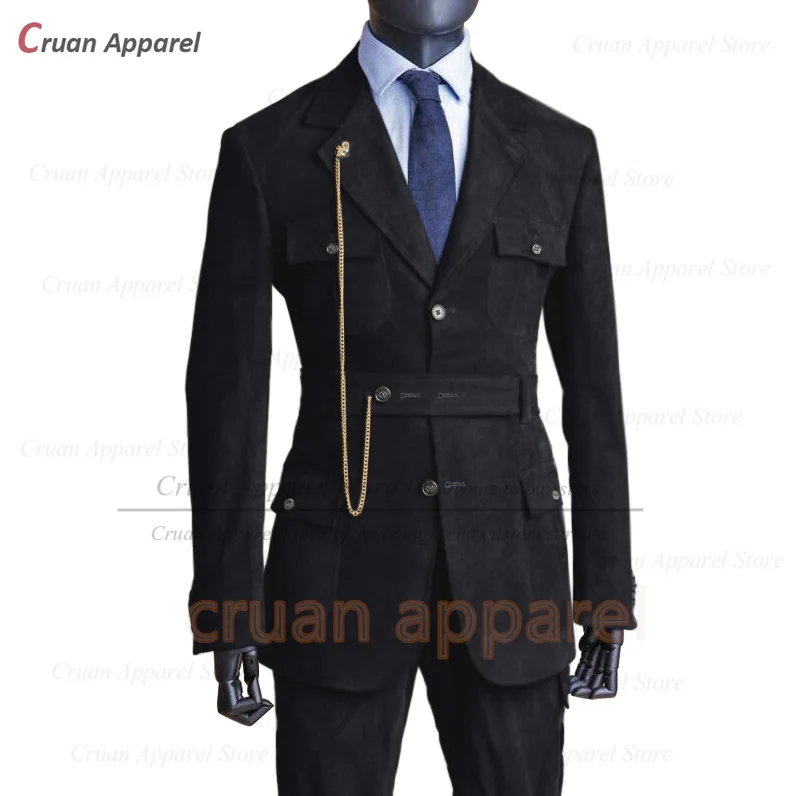 Fashion Denim Suit Set For Men Evening Dinner Tailor-made Newest Blazer Pants 2 Pieces Daily Casual Party Slim Fit Costumes