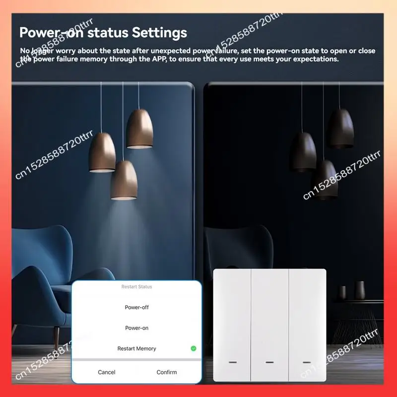 ABNR Tuya Wifi Mtter مفتاح زر ذكي إصدار الاتحاد الأوروبي زر مفتاح الإضاءة العمل مع Alexa/Google Home/Home/Smartthings B