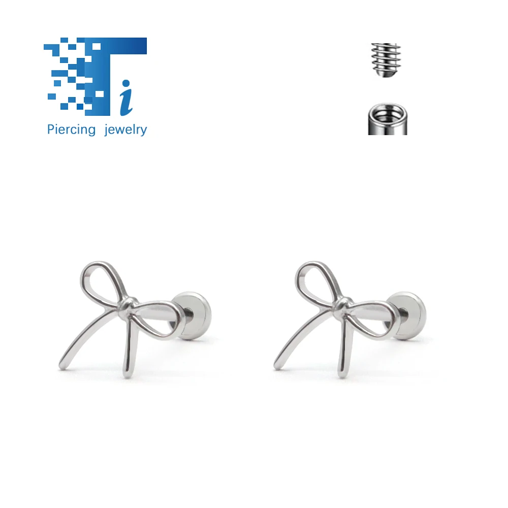 F136 Titanium Ribbon Women's Earrings 16g18g Earrings Lip Studs Ear Bone Studs Titanium Body Jewelry