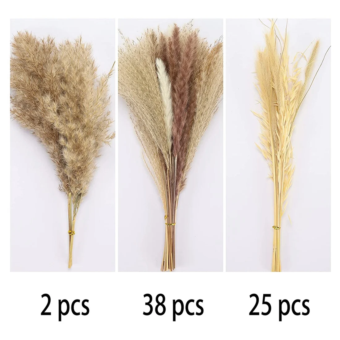 M02K-Natural Dried Pampas Grass,65Pcs Large Pampas Grass Decor Tall,Pompous Grass Wedding Flowers, Boho Pampas