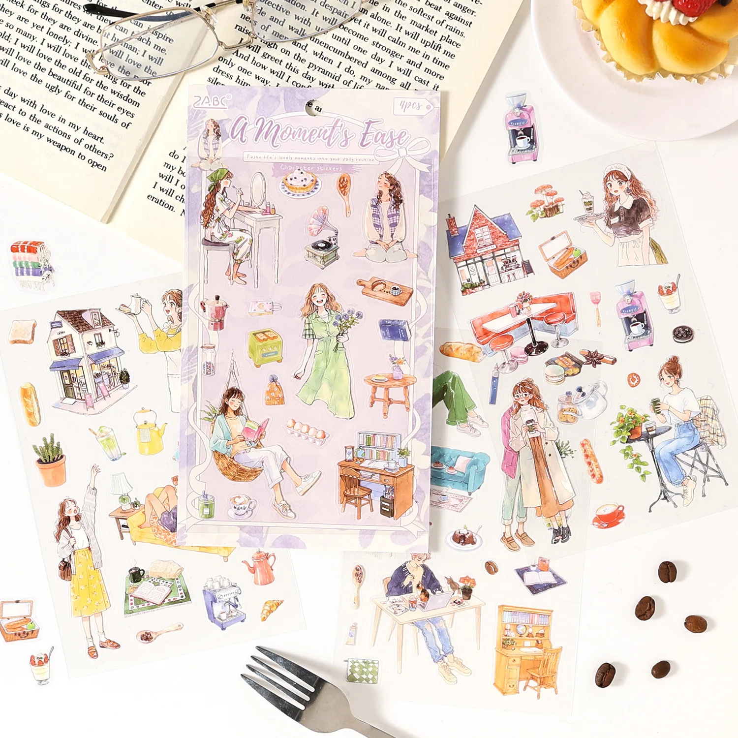Kawaii 4 pcs Leisure Day Duration Waterproof Stickers fashio
