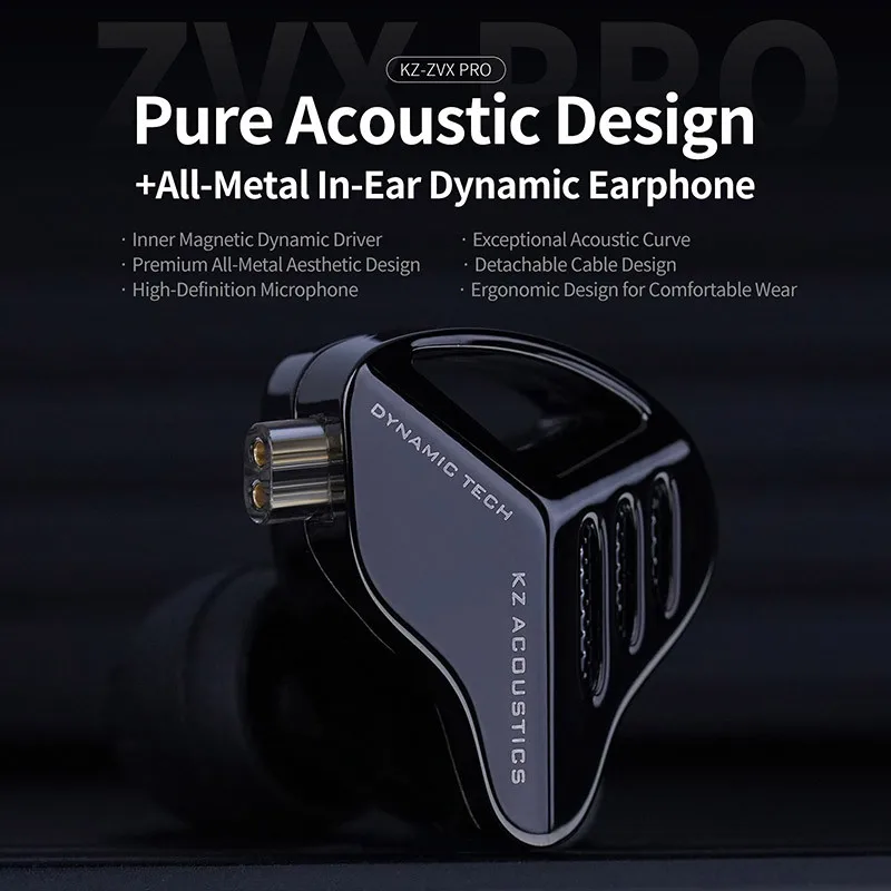 KZ ZVX PRO Earphone In-Ear Speaker Mini HIFI Dinamis Headphone Monitor Logam Headset Musik Olahraga PRX PR2