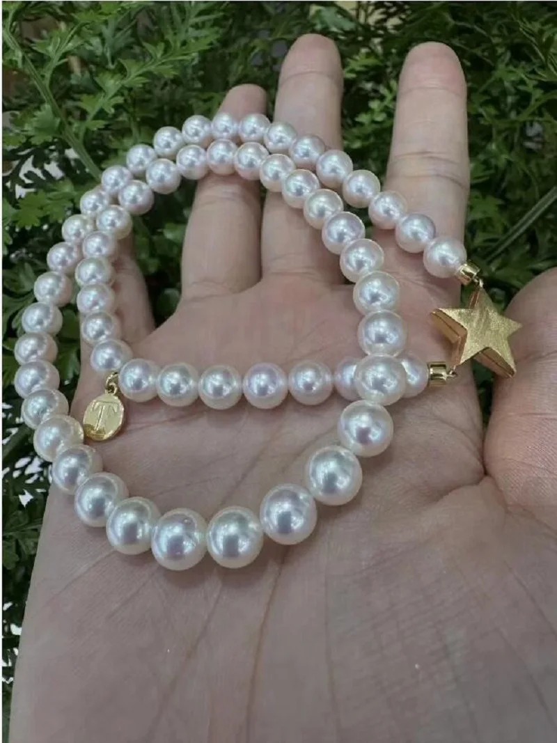 classic 8-9mm south sea white pearl necklace 18inch 925s