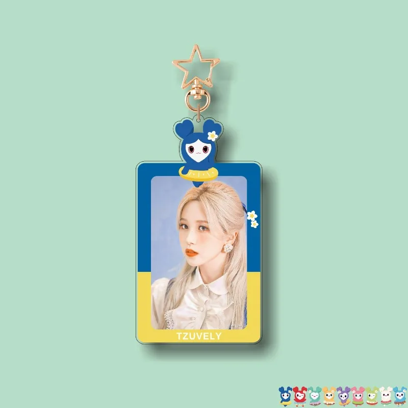 New TWICE Cartoon Photo Frame Card Holder Keychain Idol Merch Photocard Display Charm Portable Mini Frame Keyring for Lomo Cards - view 2