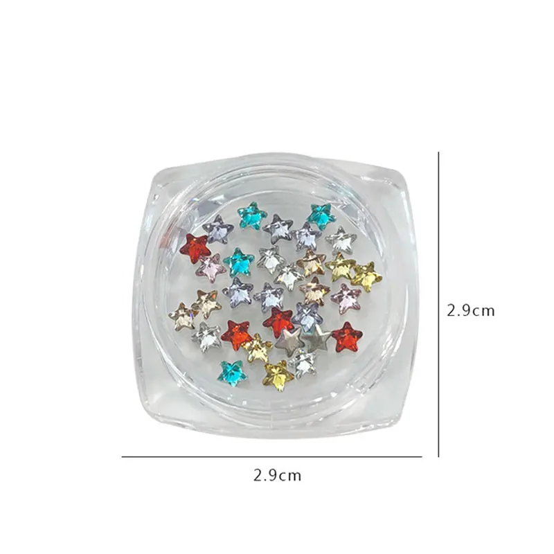 30 Pezzi Mini Stelle a Cinque Punte in Zirconia per Nail Art, 3mm, Glitter per Unghie, Strass Rossi/Verdi, Pentagramma Piatto per Decorazioni Invernali Fai-da-Te