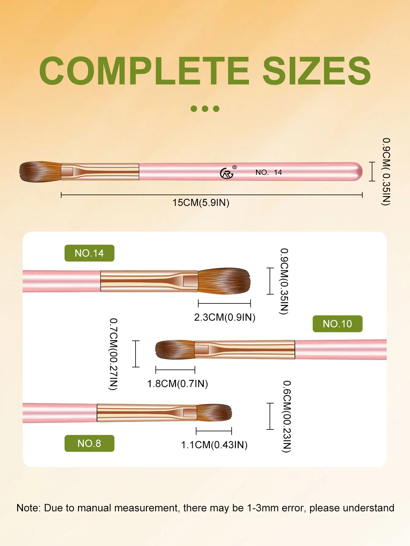 Escova acrílica para arte em unhas, tamanho 8/10/14, cabo rosa, pincel acrílico profissional, pó estendido, gravação de unhas, ferramenta de design diy