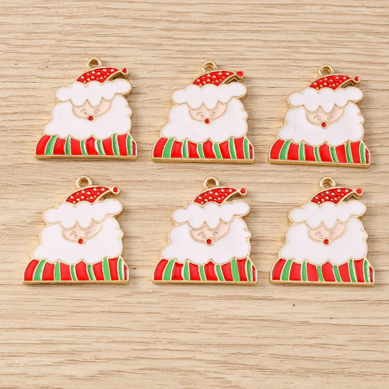 10 Stück gemischte niedliche Emaille-Anhänger mit Weihnachtsbaum-, Glocken- und Weihnachtsmann-Motiven für die Schmuckherstellung, Ohrringe, Halsketten, DIY-Bastelzubehör – Detail 11