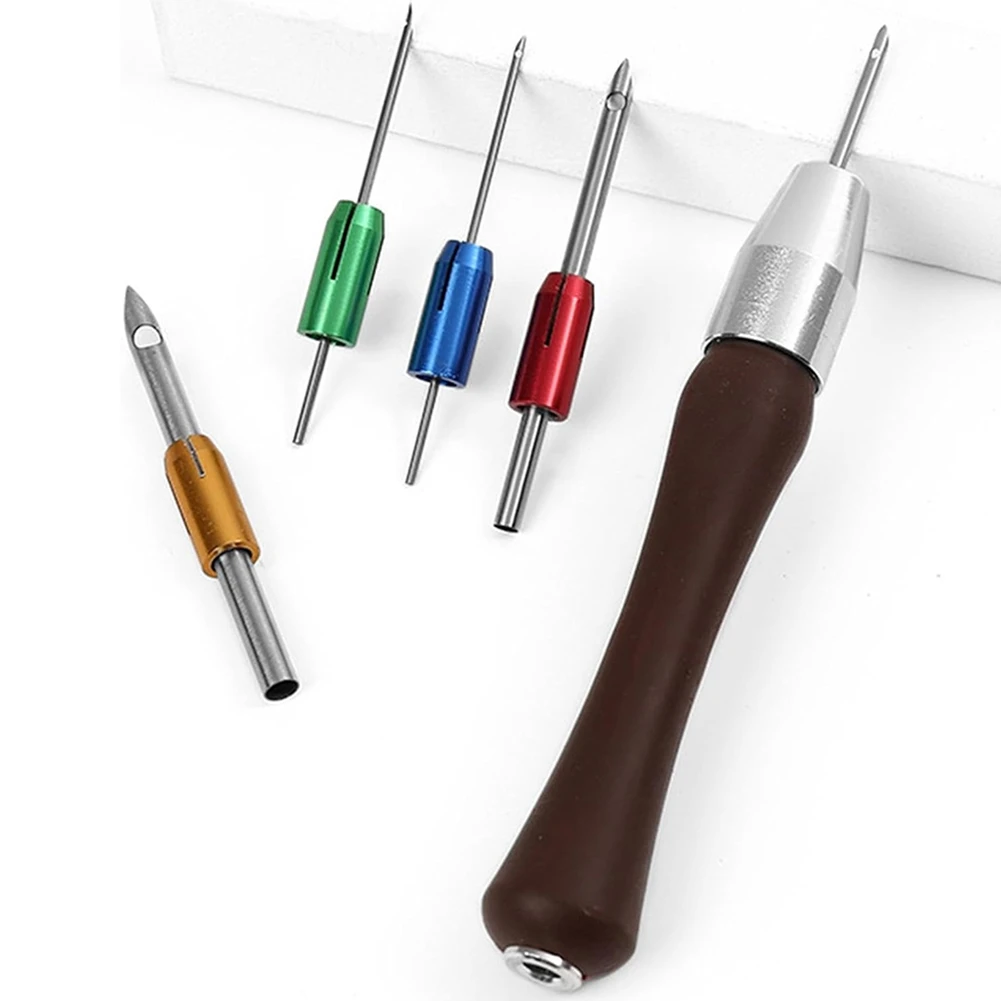 J1UL1N Adjustable Needle Wooden Handle Embroidery Needle Comfortable Sewing Tool For Towels, Quilts, Tablecloths