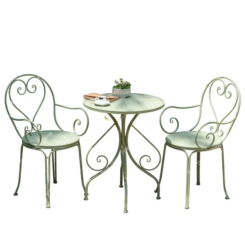 European Retro Iron Garden Furniture Sets Outdoor Courtyard Garden Balcony Table and Chair Set cafe Dining Table and Chairs Z