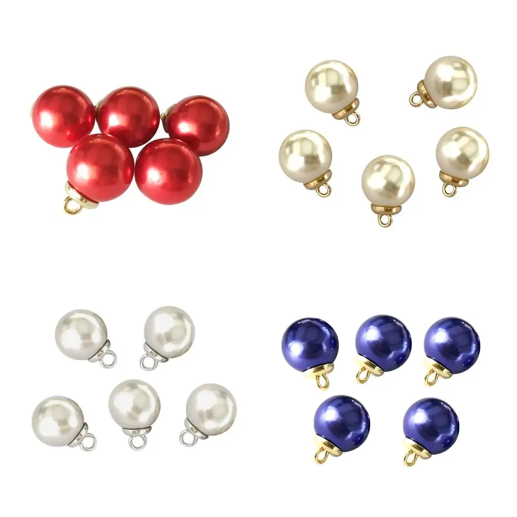 5Pcs Plastic Pearl Embellishments, 1 Hole, Sewing Buttons for Wedding Party Home Decoration