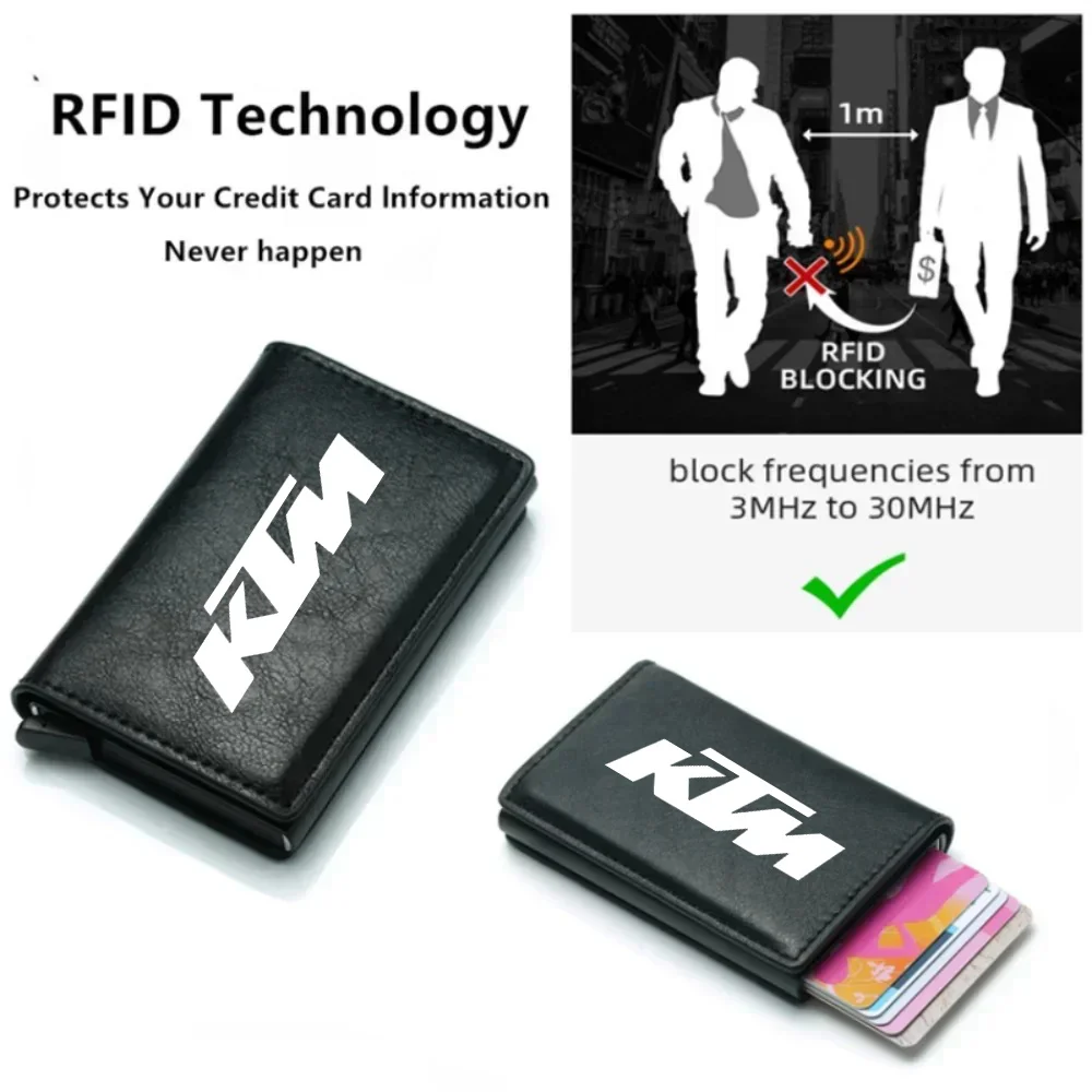 Rfid Credit Card Holder Men Wallets Bank Cardholder Leather Wallets For KTM Duke ADV SW RC 125 790 990 Super Adventure 1050 1290