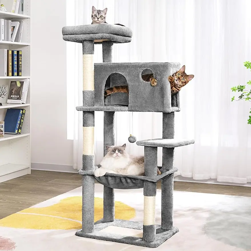 

Meow Sir Cat Tree for Large Cats 53 Inches Multilevel Cat Tower with Large Hammock Super Spacious Condo and Wide Padded Perch Sc