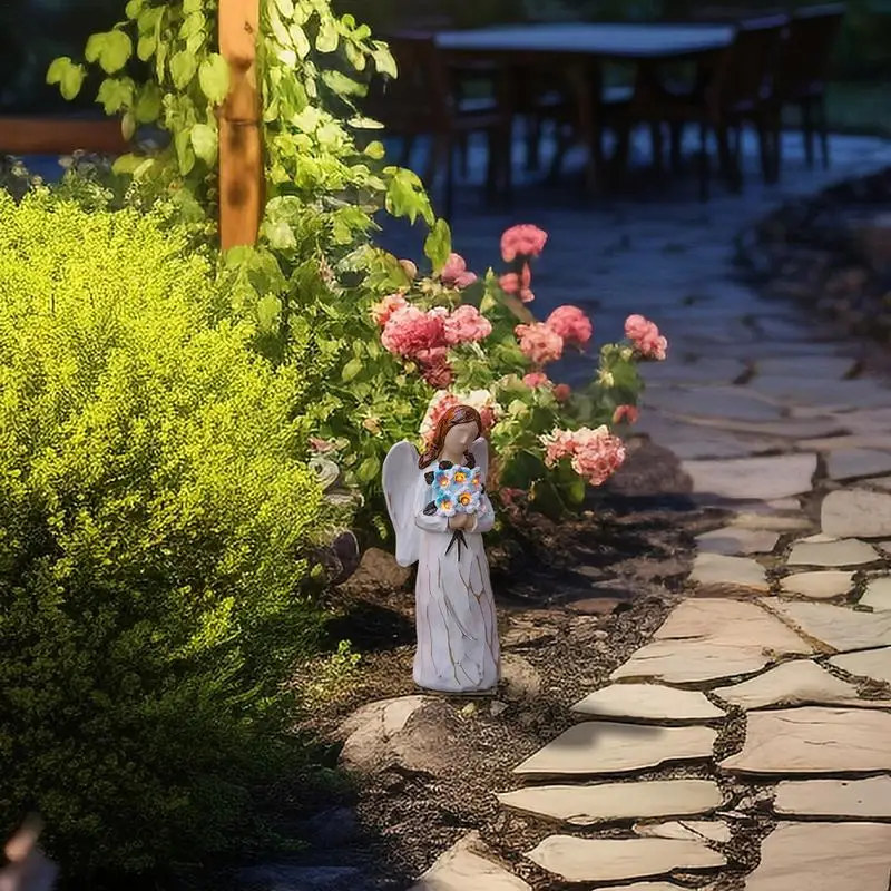 

Solar Angels For Cemetery 11 Inches Resin Solar Angels For Outside Garden LED Lights Angel Garden Decoration Waterproof