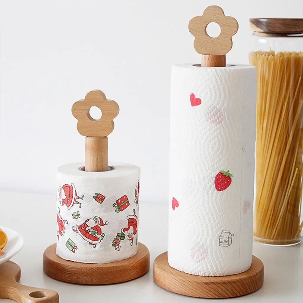 Paper Towel Stand Punch-free Free Standing Movable Flower-shaped Bathroom