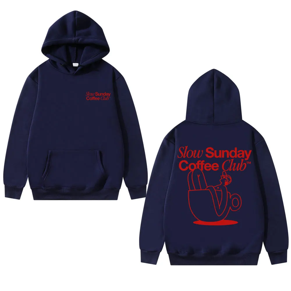 Slow Sunday Coffee Club Funny Meme Hoodie Men Women Clothing Casual Vintage Sweatshirt Male Fleece Oversized Pullover Streetwear
