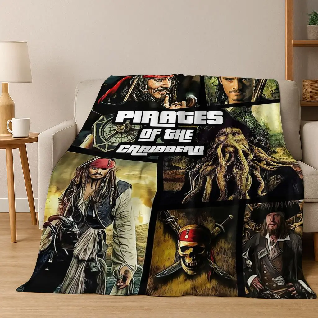 

Captain Jack Pirates of The Caribbea Johnny Depp Flannel Blanket,Cozy Soft Throw Blanket for Home Bedroom Bed Sofa Cover Gift