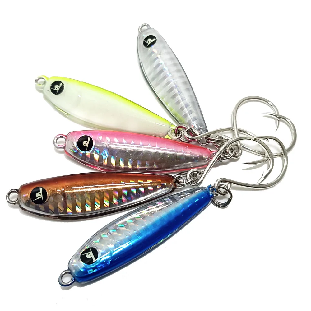 10pcs Epoxy Resin Fishing Jig Lure 1oz 5.5cm 28g Peanut Resin Jigs with VMC 2/0 Hook Great for Bonita, Albies, Stripers, Seabass