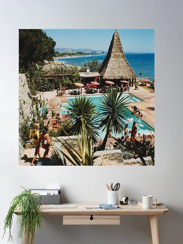 Slim Aarons 'Marbella Club', Print Art Canvas Poster, Living Room, Home Wall Decor Picture