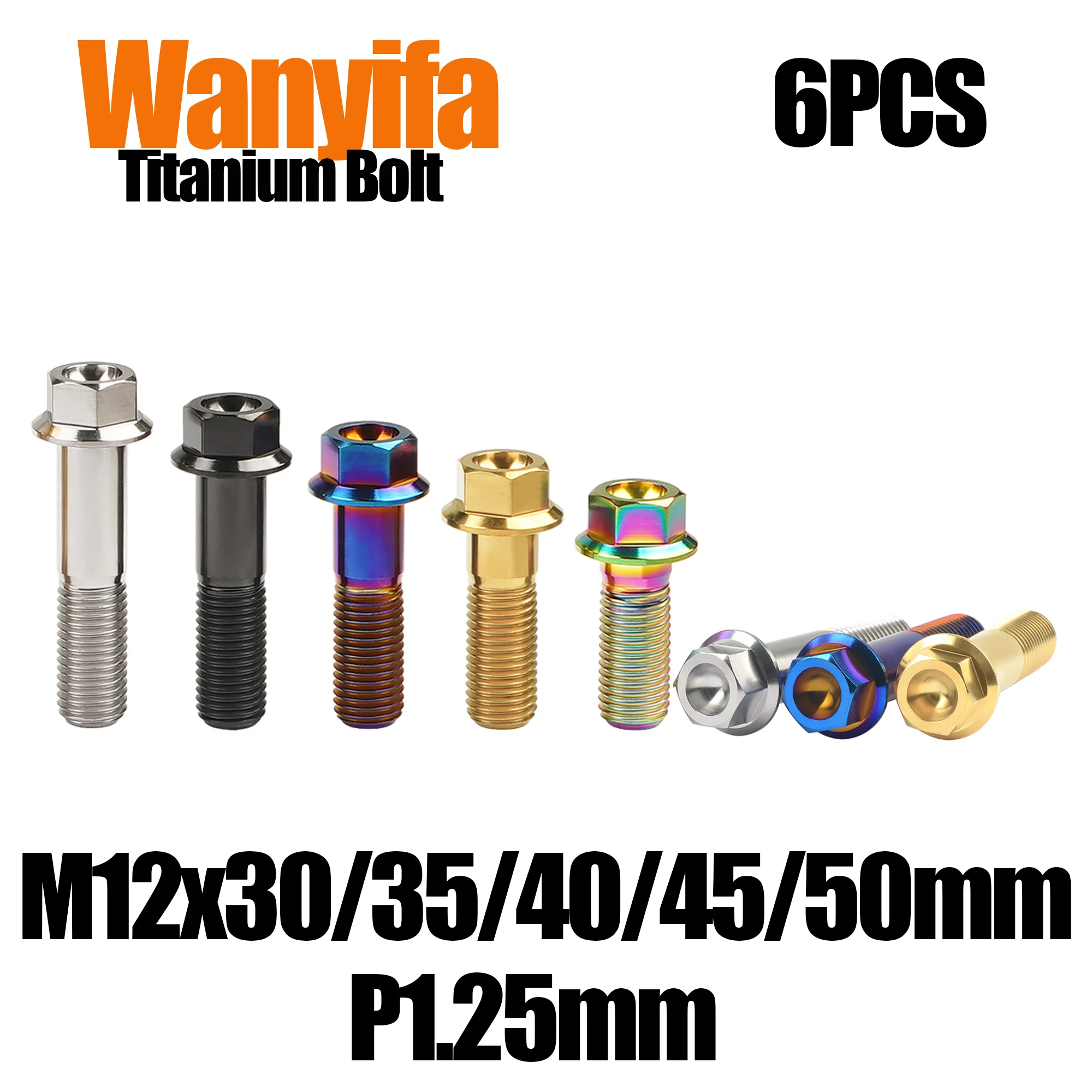 

Wanyifa Titanium Bolt M12x30/35/40/45/50mm Flange Head Hexagonal Sleeve Screw for Motorcycle Accessories Pitch1.25mm