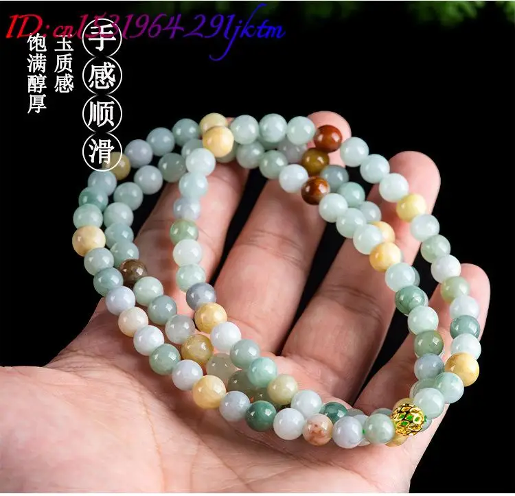 Burmese Jadeite Beads Bracelet Necklace Real Jewelry Charm Amulet Stone Vintage Natural Burmese Jade Carved Gemstone Bangle view 5