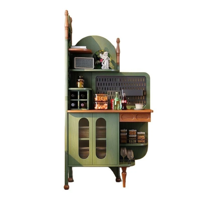 

Solid wood corner dining side cabinet integrated against the wall Living room French retro corner rack Corner cabinet