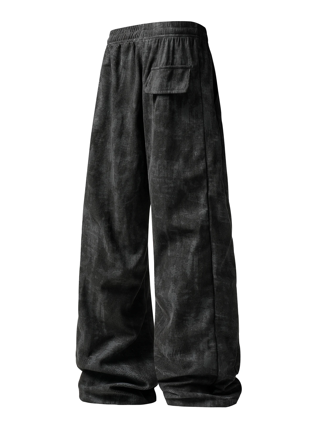 Retro floral corduroy trousers for men; loose straight-leg casual pants with elastic waistband and pockets for autumn and winter
