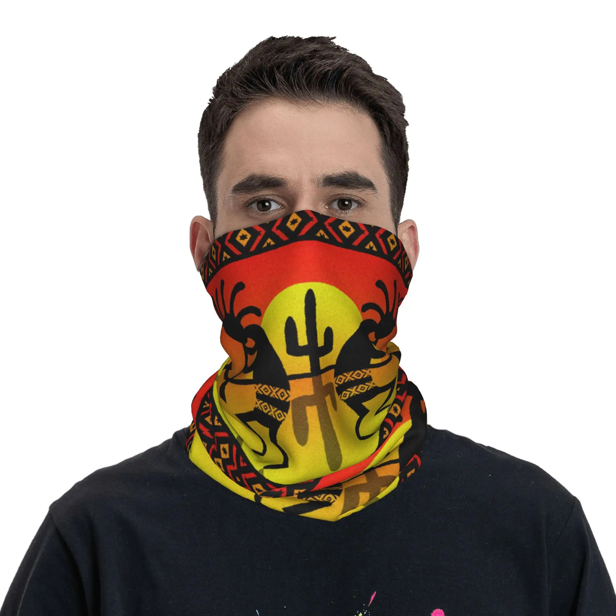 

Southwest Tribal Native American Kokopelli Bandana Neck Gaiter Printed Wrap Scarf Face Mask Outdoor Sports for Men Women Adult