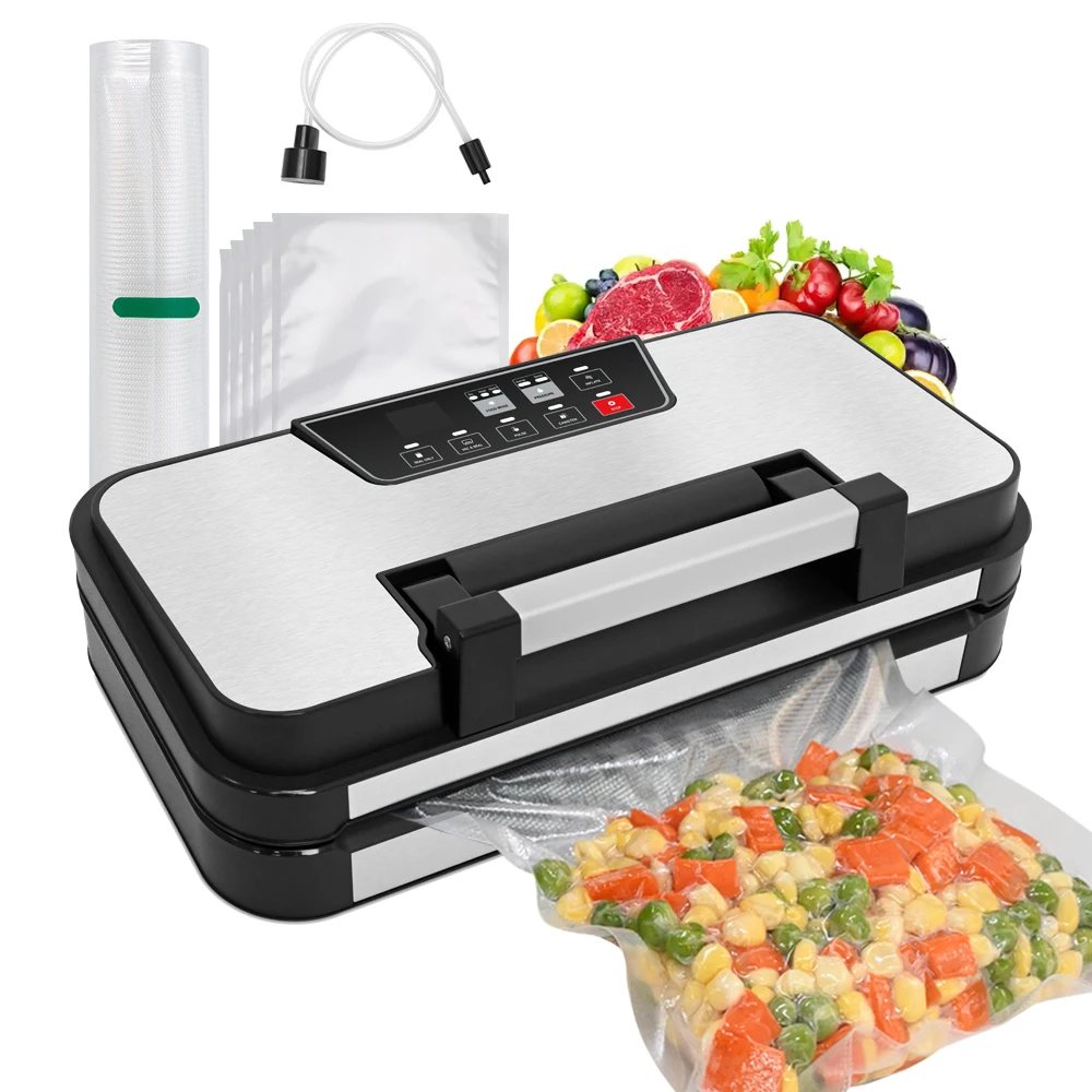 

123Hot VS8001G -95Kpa Вакуумный упаковщик пищевых продуктов с стартовым набором, функция накачивания для пищевых пакетов и транспортных пакетов Вакуумный упаковщик