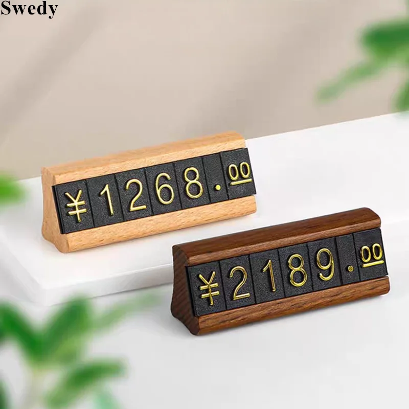 Small Adjustable Number Wood Price Cube Tags For Jewelry Label Holder Display Stand Mini Price Label Card Sign Holder Tags