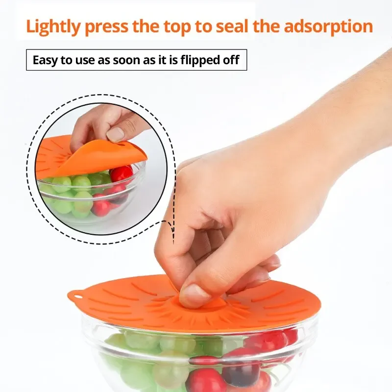 Fresh Food Universal Silicone Lid, 5-piece Set, Reusable, Easy To Vacuum Seal, Elastic Pot Lid, Kitchen Utensils