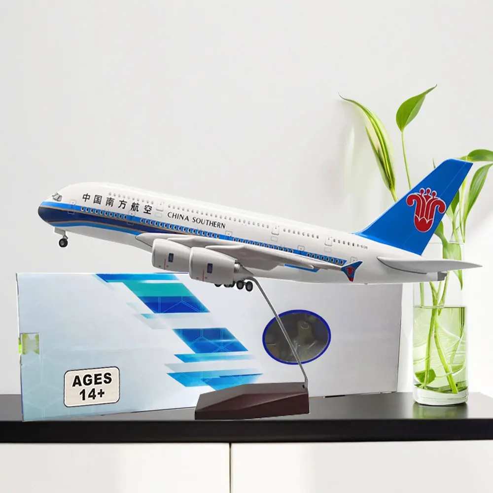 1/160 scale aircraft A380 Southern Airlines aircraft model Large with light and wheeled landing gear plastic resin airplane mode