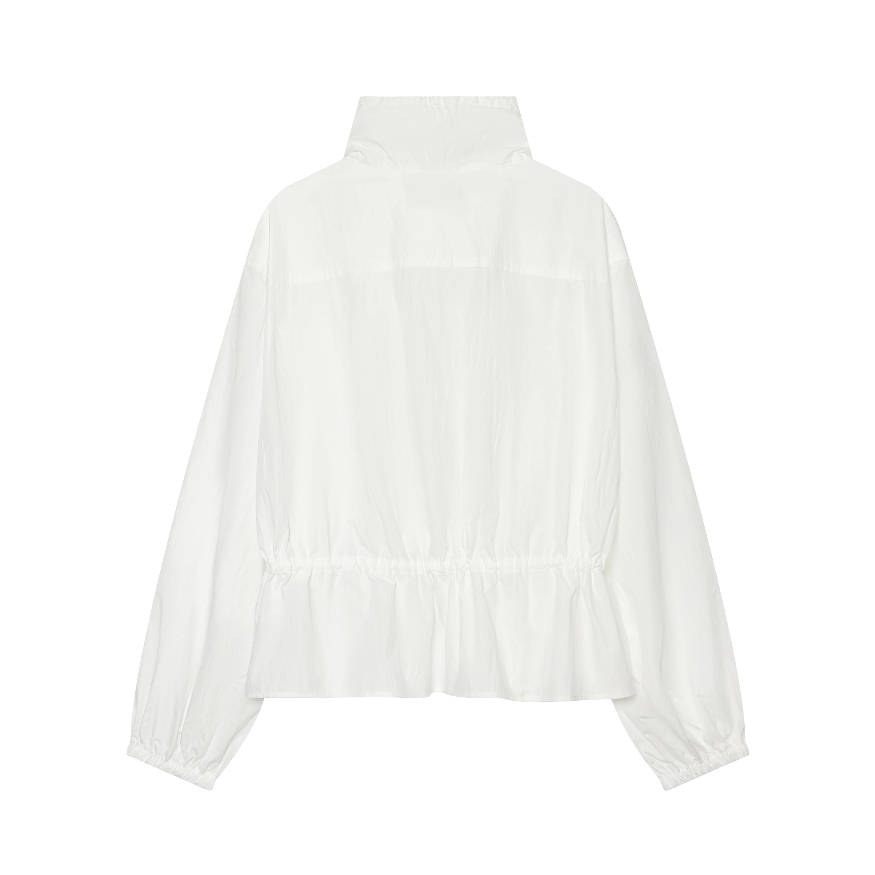 BSAY 2026 Koreanische Damen-Jacke mit Rüschen, Stehkragen, Kordelzug, kurz geschnitten, Reißverschluss, Bindedetail, Laternenärmel, lockerer Obermantel – Detail 3