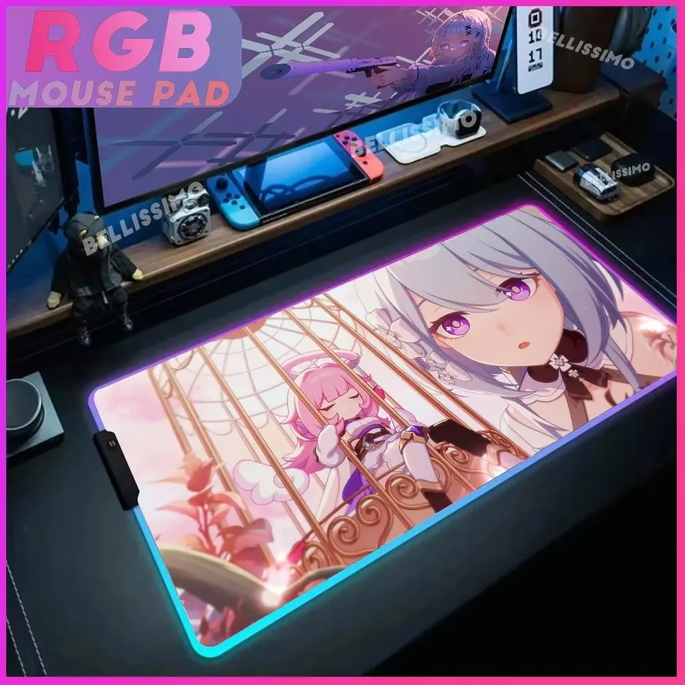 Elysia Mouse Pad RGB Large Cool Mause Pad Gaming Accessories Luminous Desk Mat Backlit E-sports Keyboard Mat Boyfriend Gift