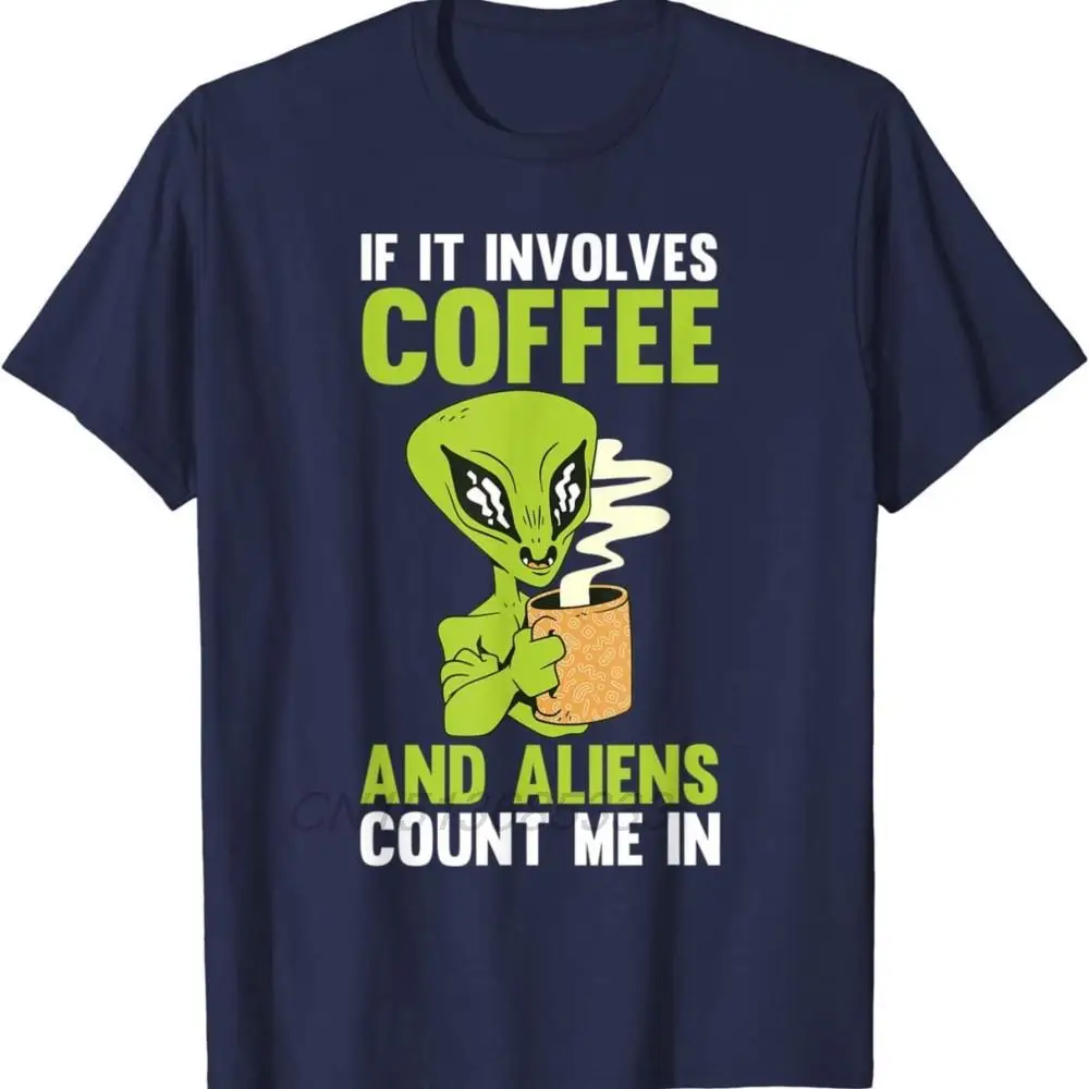 Coffee And Aliens Count Me In Men Vintage T-shirts Funny Cat Playing Banjo Unisex Cotton Tee Shirts Man Oversized Sweatshirts