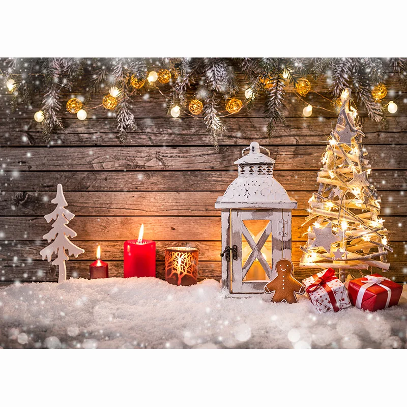 Photorealistic Fabric Christmas Day Photography Backdrops Snowman and Pine Trees Forest Garland Photo Studio Background FSS-203