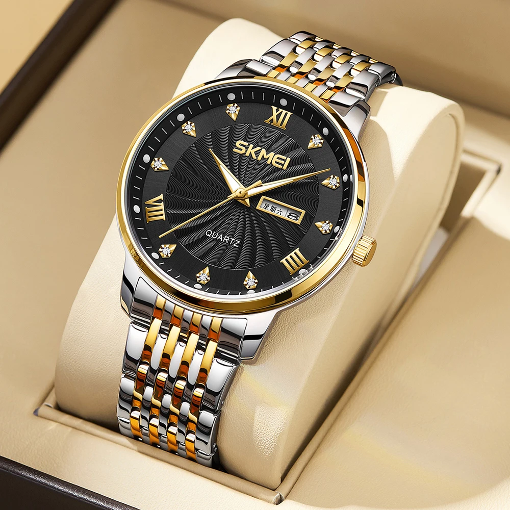 

Роскошные золотые кварцевые модные часы для мужчин, водонепроницаемые цельнометаллические наручные часы Relogio Feminino, повседневные мужские часы ﻿