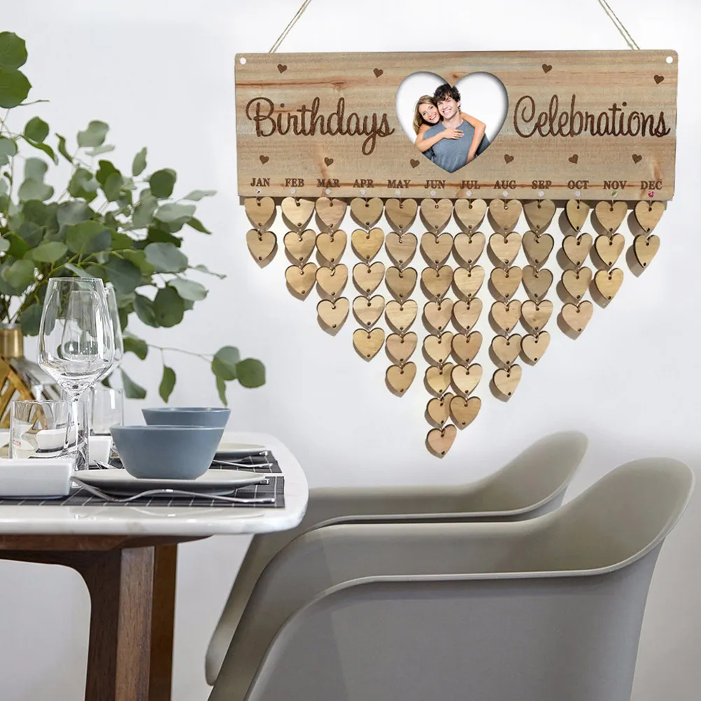 

Wooden Birthday Reminder Board DIY Hanging Calendar Home Wall Decoration Family Name Date Planner Message Board Wooden Calendar