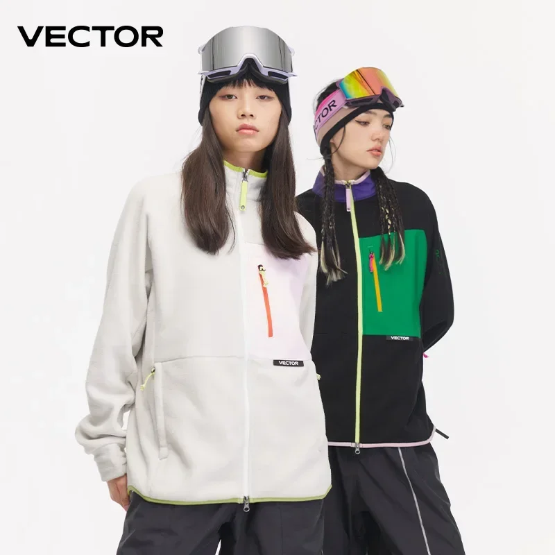 

VECTOR Fleece Jacket Woman Autumn Winter Warm Coats Men Clothing 2023 Contrast Sleeve Sweatshirt Coats Color Outdoor Jakcets