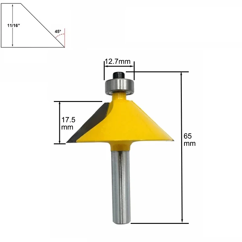 

1 шт. 1/4 дюйма хвостовик 45 градусов фаска коническая кромка фреза фреза для дерева карбид вольфрама деревообрабатывающие биты