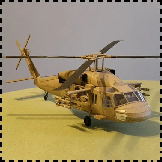 Black Hawk Sikorsky UH-60 Helicopter 1:33 Scale DIY Handcraft Paper Model Kit Puzzles Handmade Toy DIY