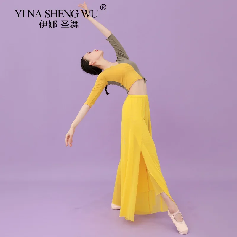 Nowy Klasyczny Strój do Tańca Brzucha Szerokie Nogawki Starożytny Kostium Hanfu Strój do Ćwiczeń Luźne Spodnie Profesjonalny Top do Ćwiczeń