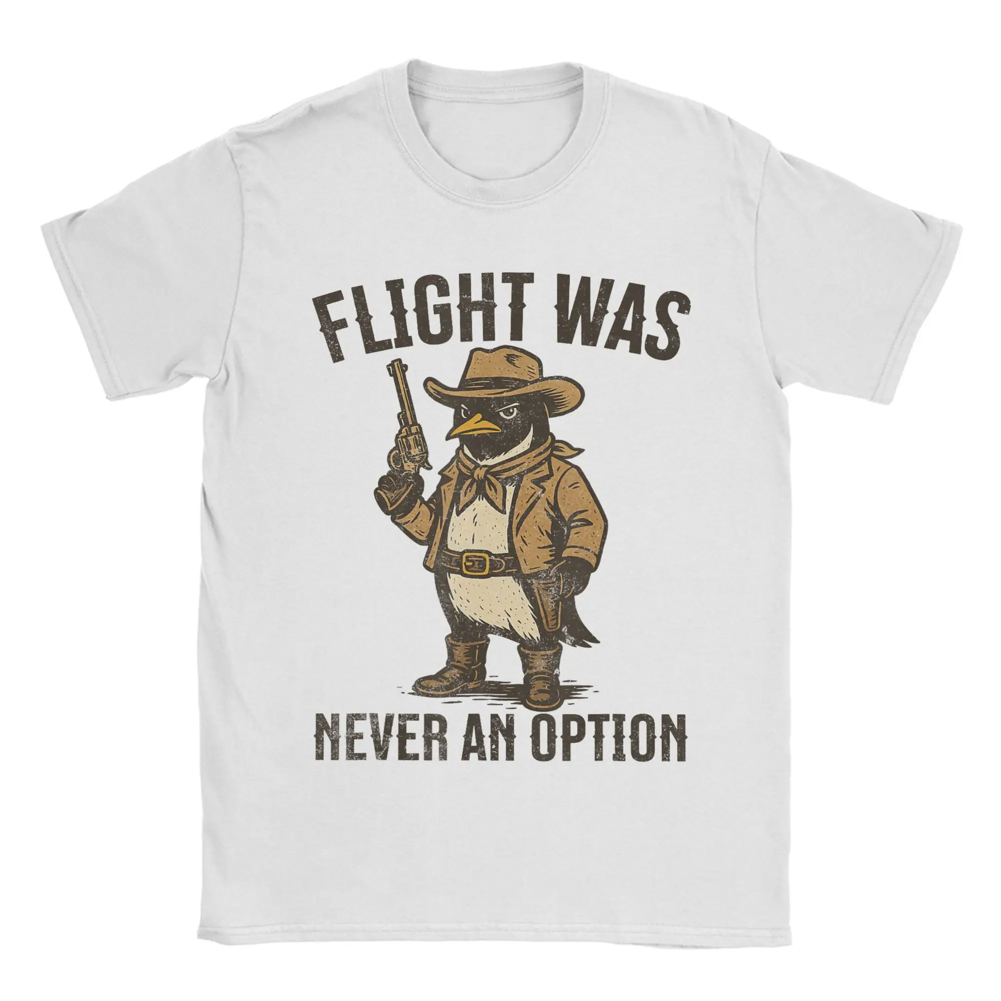 Flight was Never an Option Cowboy Penguin T Shirt  Hip Hop T Shirts Short Sleeve Classic Tshirt Summer Cotton Oversize Tees
