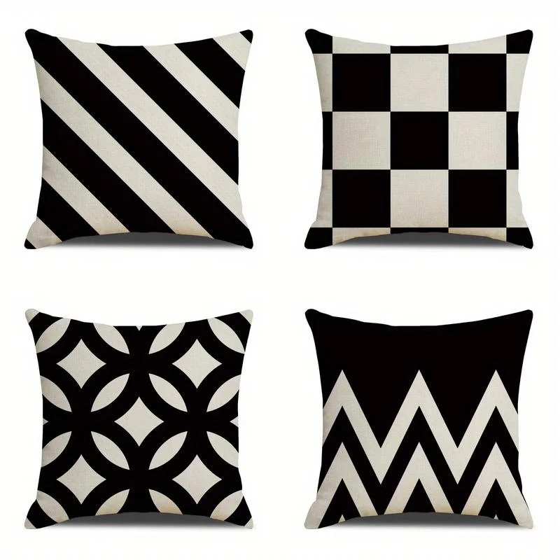 Home Decor Abstract Black & White Pattern Pillow Covers Pattern Cushion Cover Suitable for Sofa Bedroom Car Pillow Cover