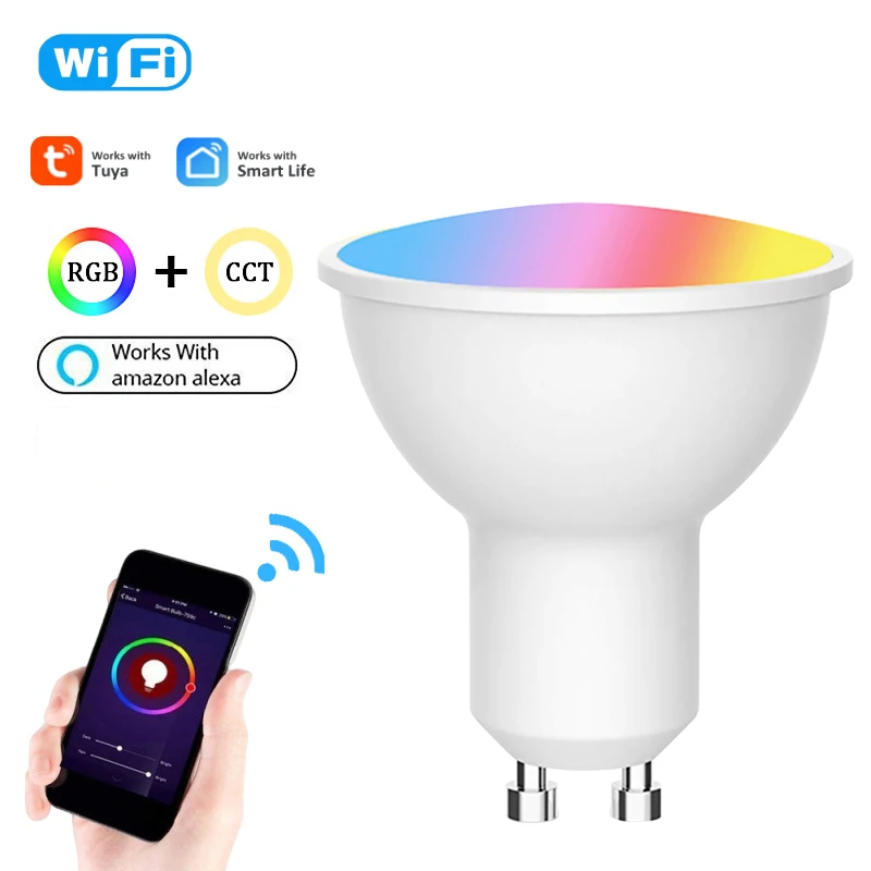 Tuya Smart Light Gu10 Wifi LED Lamp Bulb Spotlight 4W RGBCW Warm White Night Light Smart Home Via Alexa Google Home Smart Life