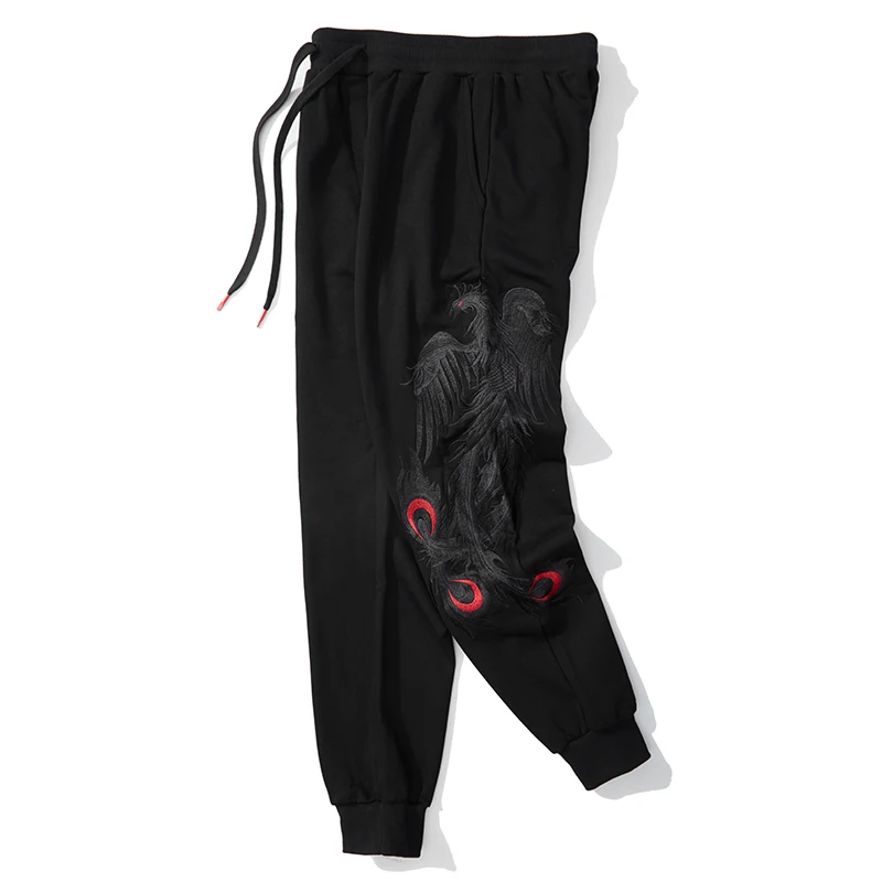 Chinese Style Embroidery Velvet Sweatpants Men's Winter Warm High-End and Fashionable Loose Elastic Casual Cold-Resistant Pants