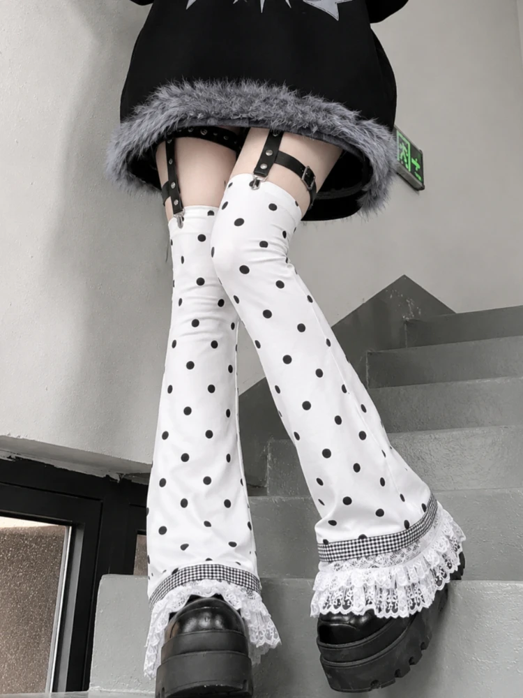 Harajuku Gothic Lace Knee High Leg Warmers Ladies Y2K Lolita Kawaii Flare Leg Socks Leg Cover Alt Photoshoot Costume Gatherings