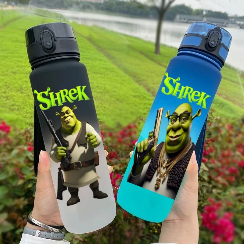 650ML Shrek Cartoon Figure Water Cup Portable Children's  Plastic Outdoor Sports Large Capacity Anti-drip Water Bottle Gift