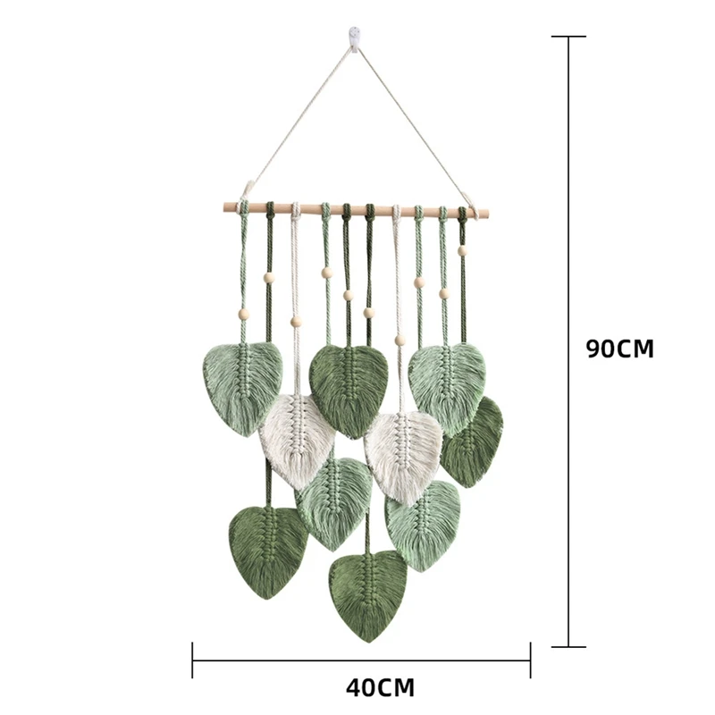 Leaf Macrame Wall Hanging Boho Room Home Decor Woven Aesthetic Wall Tapestry Home Room Wedding Decoration Green